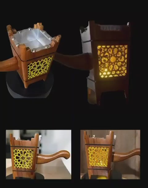 Bukhoor Burner in Teakwood (Jati) with Lights