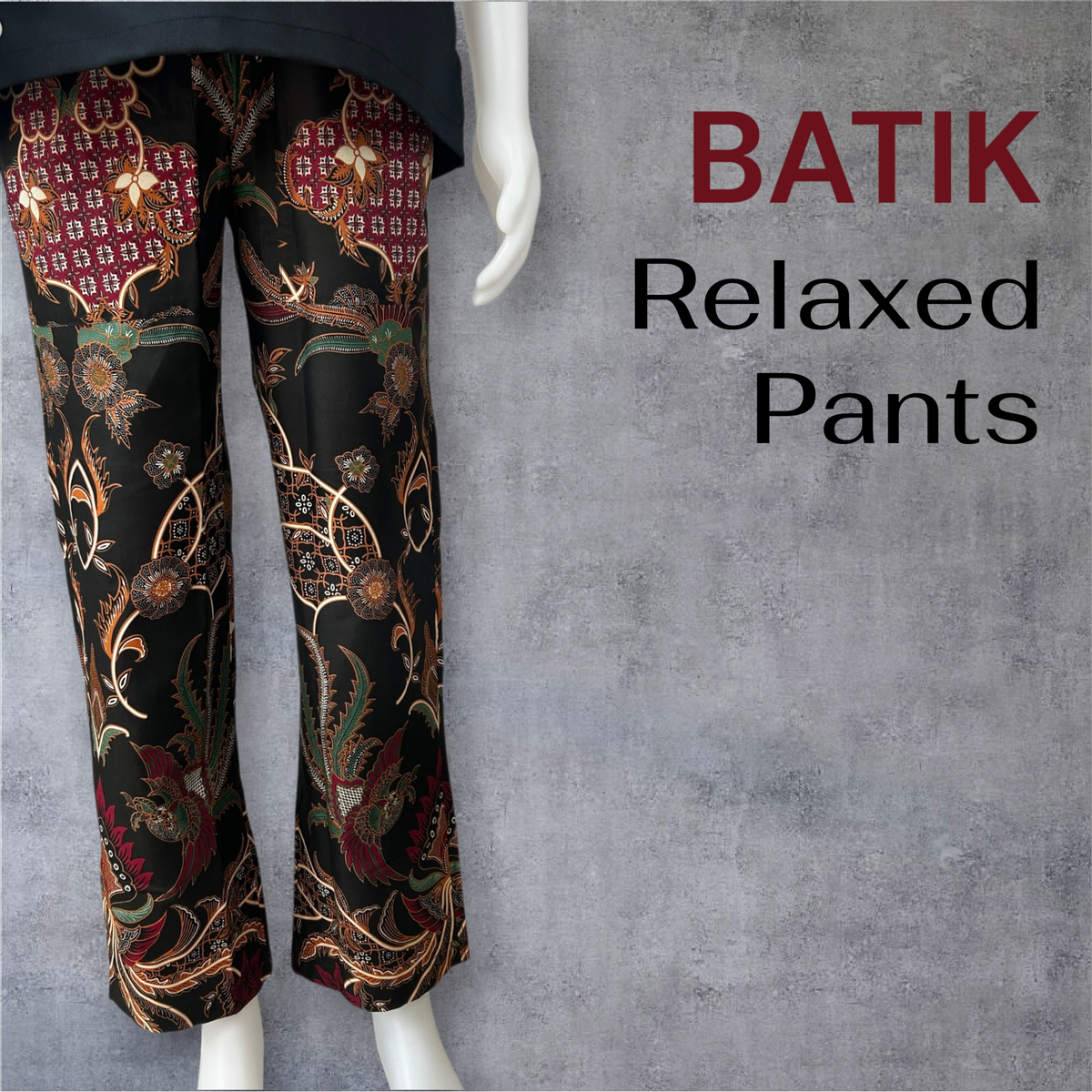Batik Relaxed Pants in Premium Cotton with Drawstring and Right and Left Pocket