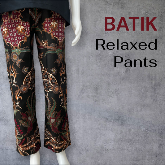 Batik Relaxed Pants in Premium Cotton with Drawstring and Right and Left Pocket