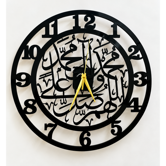 Islamic Acrylic Wall Clock – Selawat Nabi Arabic Calligraphy 40cmx40cm (Needle Assembly Required, Battery Not Included)
