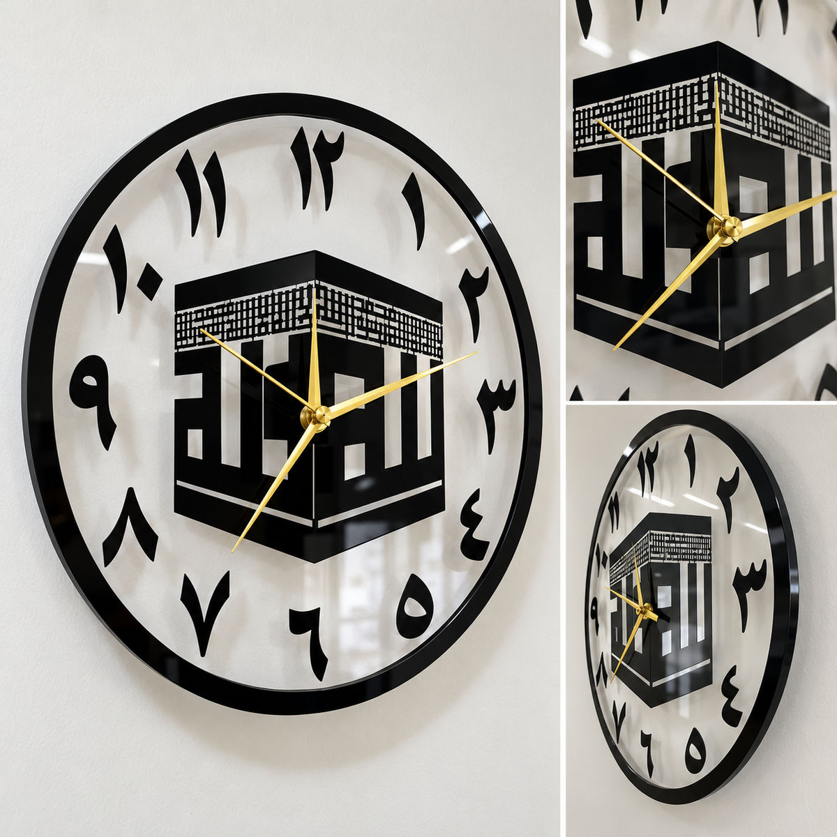 Islamic Acrylic Wall Clock – Kaaba in Transparent Acrylic 30cmx30cm (Needle Assembly Required, Battery Not Included)