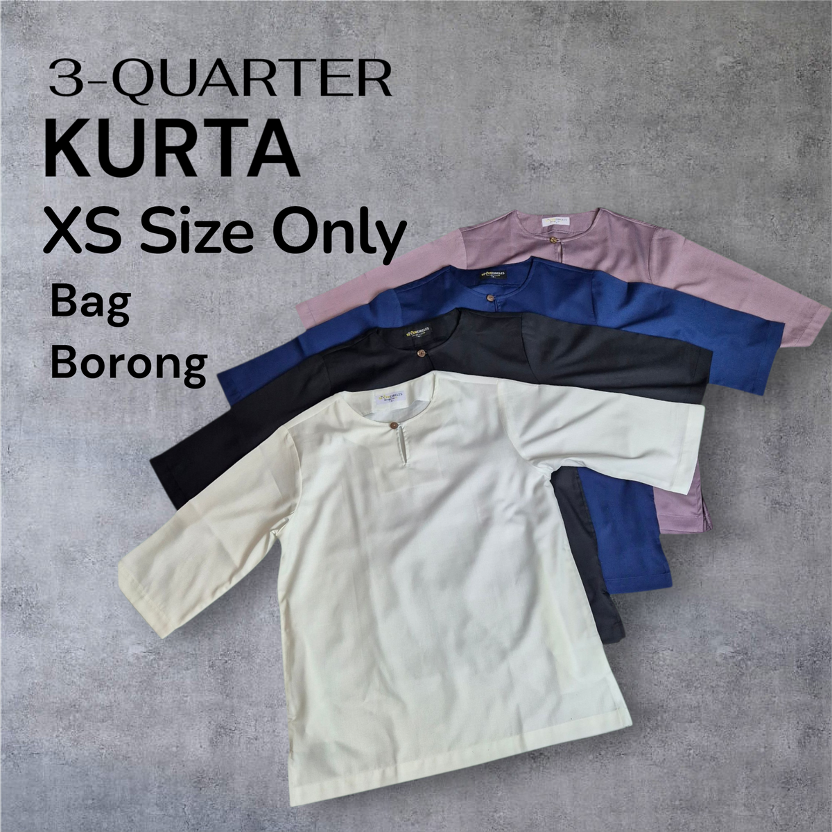 XS SIZE ONLY!! BORONG SPECIAL PRICE!!  Quarter Sleeved Kurta Collection in Premium Cotton - Bag Borong