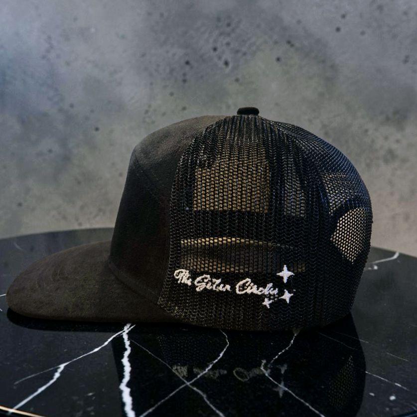 The Black Suede Trucker Cap Collection (7 Panel Snapback Cap)
