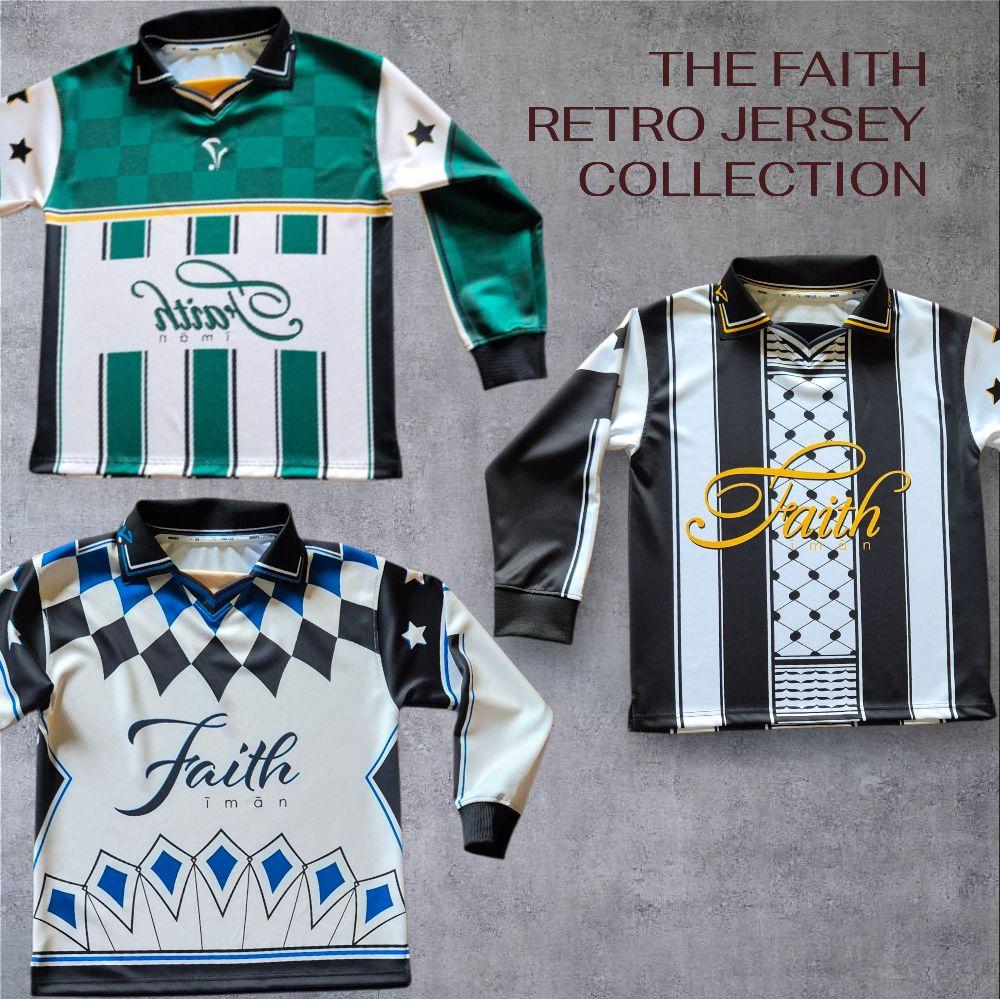 The Faith Retro Jersey Collection - Long Sleeved with Collarred V-neck