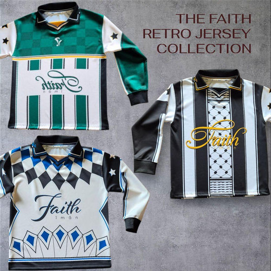 The Faith Retro Jersey Collection - Long Sleeved with Collarred V-neck