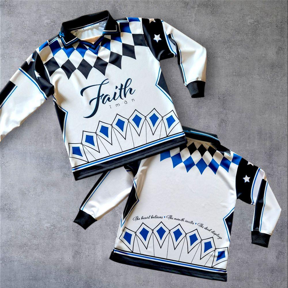 The Faith Retro Jersey Collection - Long Sleeved with Collarred V-neck