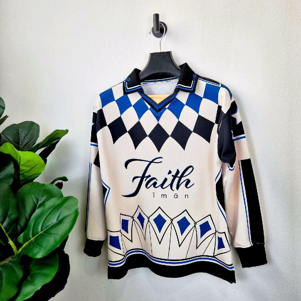 The Faith Retro Jersey Collection - Long Sleeved with Collarred V-neck